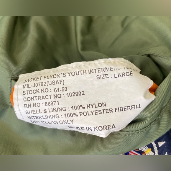 Vintage Youth Large Intermediate B-15 Bomber Jacket Military Style Patches - Picture 13 of 14